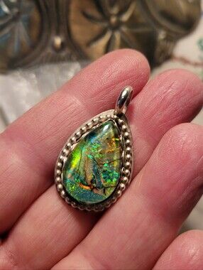 Monarch Opal Teardrop Pendant In Sterling Silver